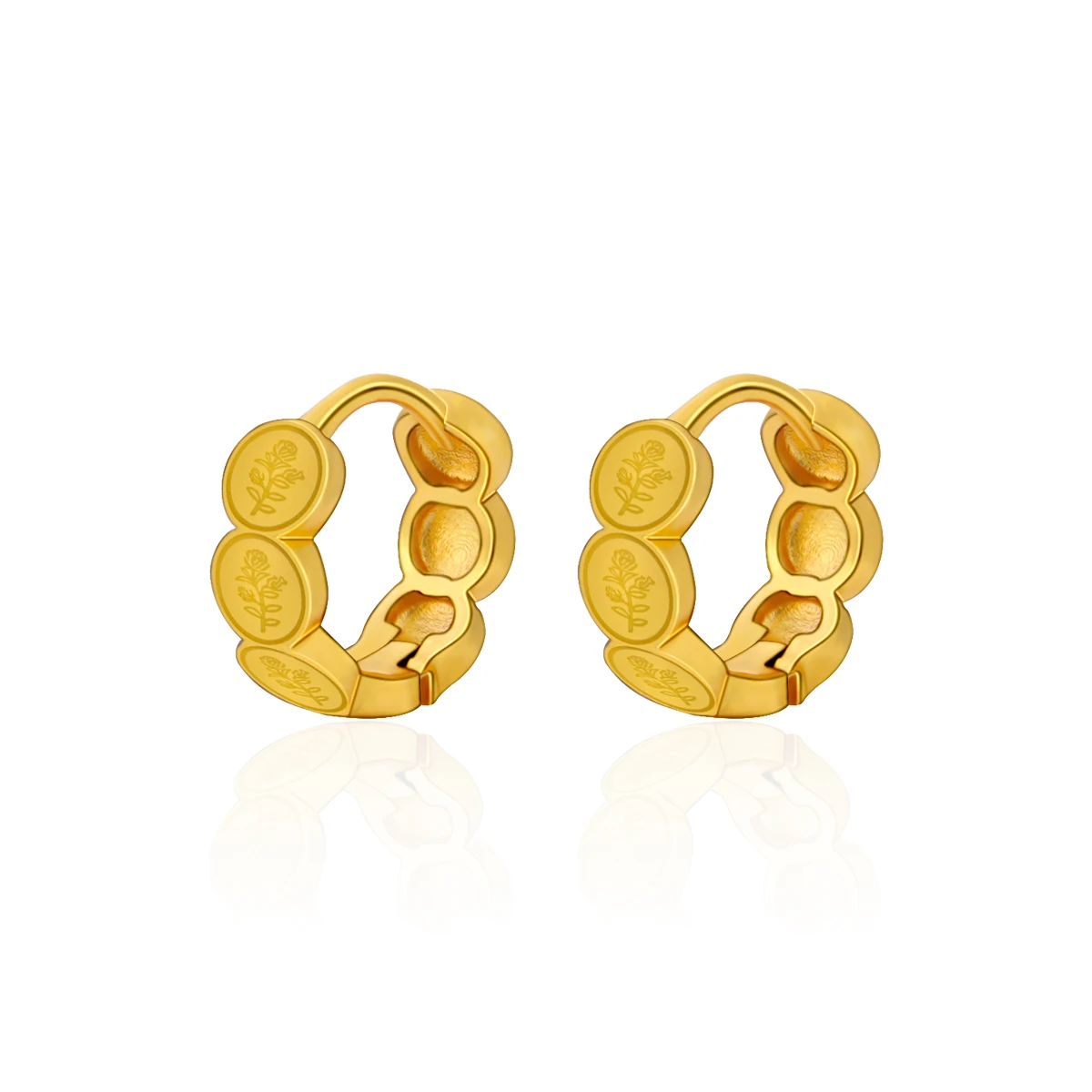Arabische Mode-Münz-Ohrhänger, 21k vergoldet, Dubai Brautschmuck, elegante Ohrringe für Habesha-Frauen, Schmuck für Events und Partys – Detail 3
