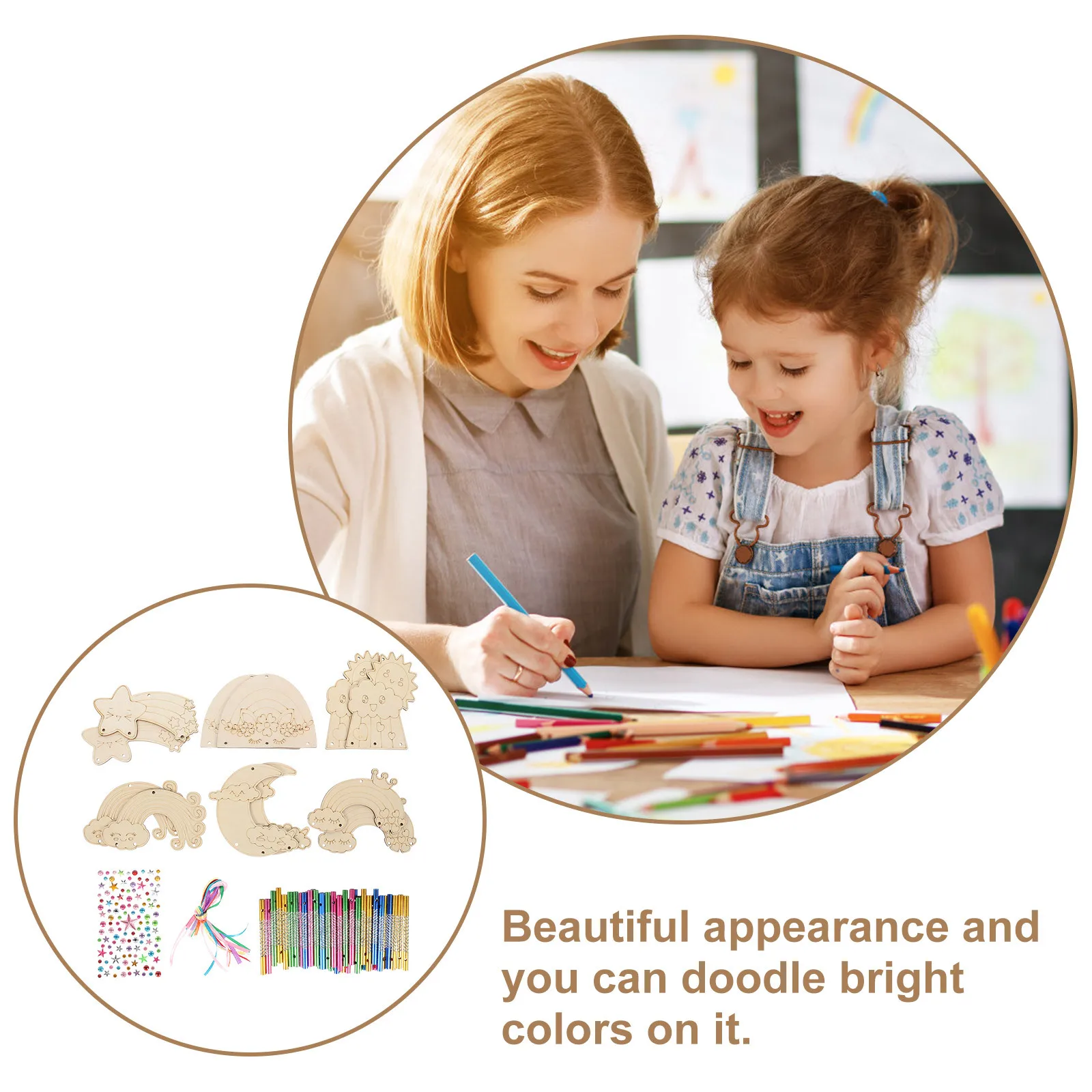 

1Set DIY Wooden Hollow Wind Chime Unfinished Wind Bell Kit DIY Paintable for Outdoor Balcony Garden Hanging Decoration