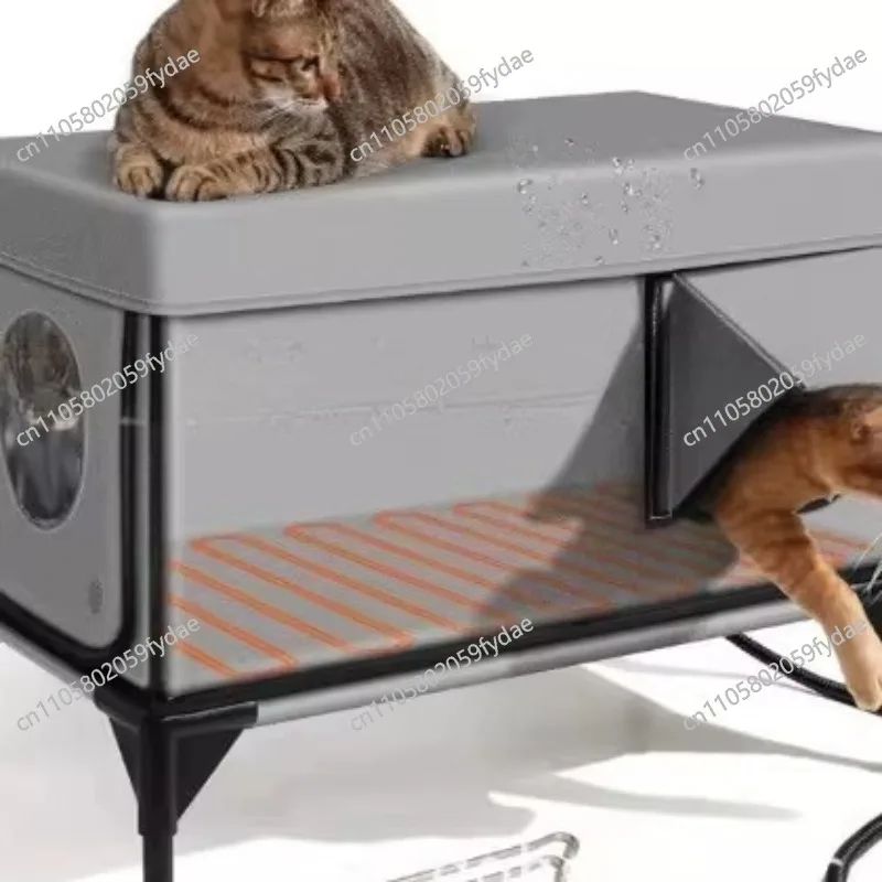 New Outdoor Cat House Winter Warm Cat Bed Windproof Rainproof Scratch-proof Cats Houses Electric Heating Safety Pet Dog Cats Hou