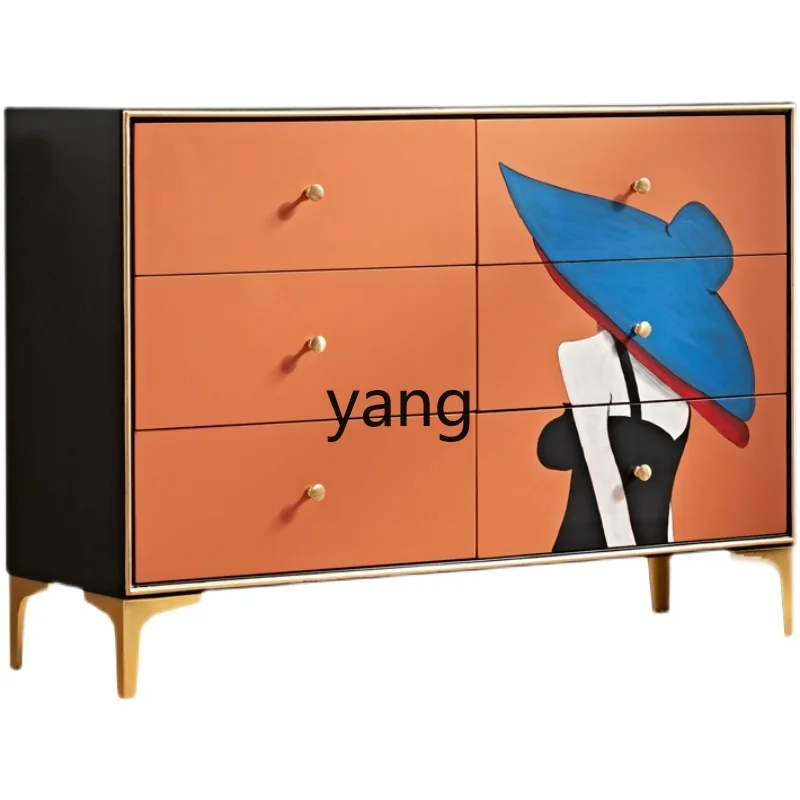 

Yjq Modern Minimalist Living Room Entrance Drawer Storage Solid Wood Six Buckets Bedroom Storage Cabinet