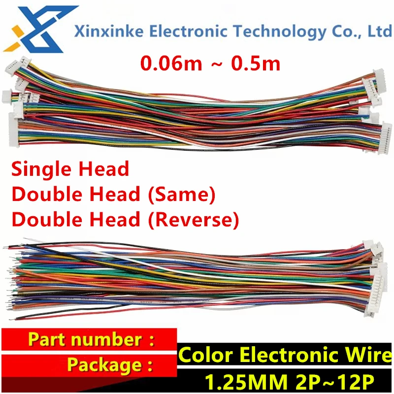 

5PCS 1.25mm Terminal Cable 2/3/4/5/6/7/8/9/10 P 12P Double-ended Color Electronic Cable Connection Cable Single Double Head