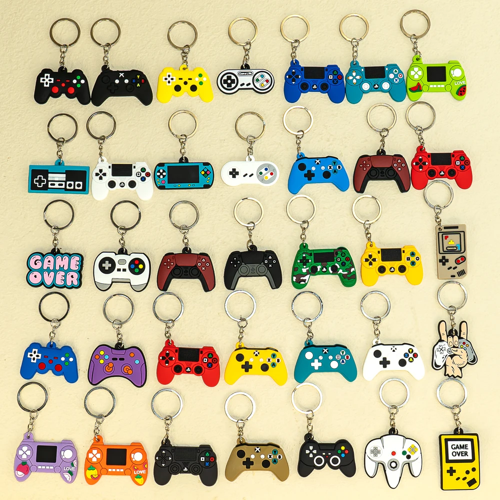 

100PCS PVC Key Chain Game Controller Funny Animals Cartoon Key Rings Horror Movies Key fit Kids Child Bag Cars Keys Accessorie