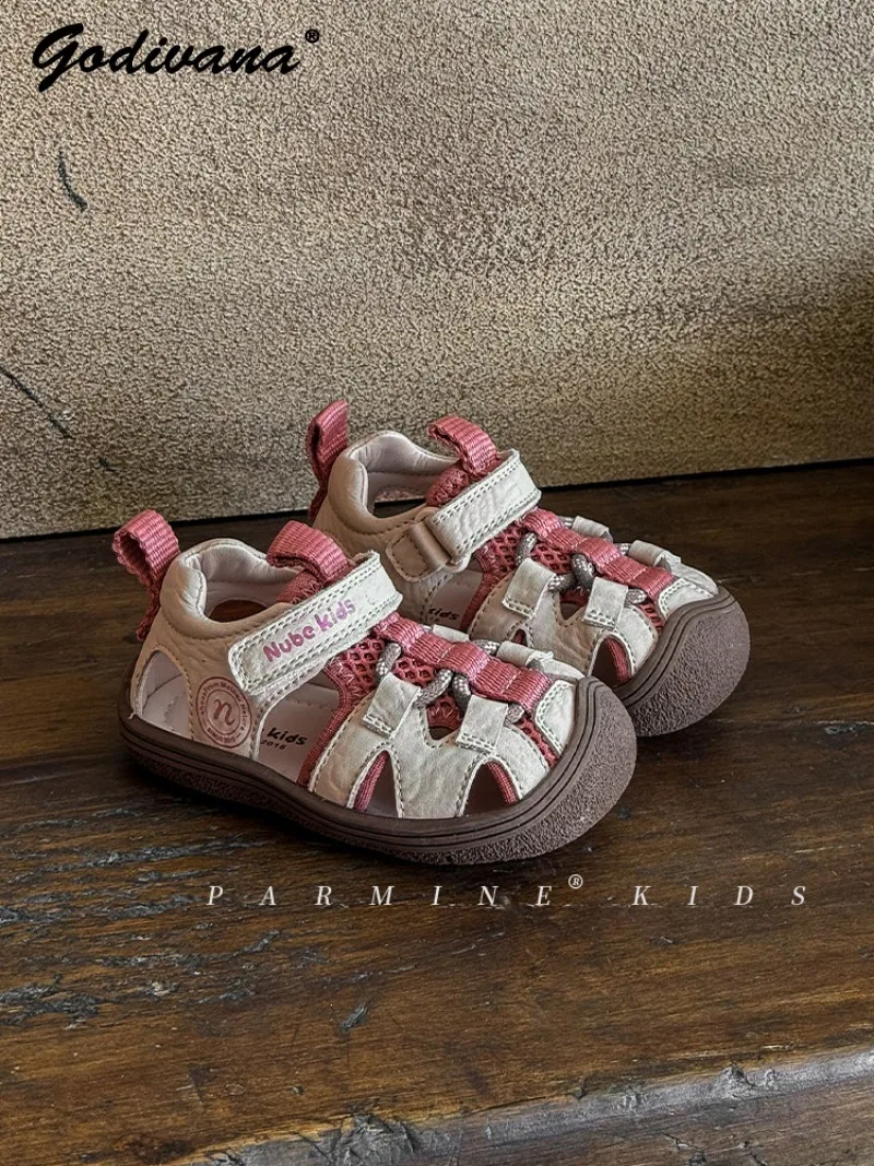 Girls Soft Soled Hollow Sandals New 2026 Summer Closed Toe Breathable Sneakers for Sports Kids Quick Dry Beach Water Sandals
