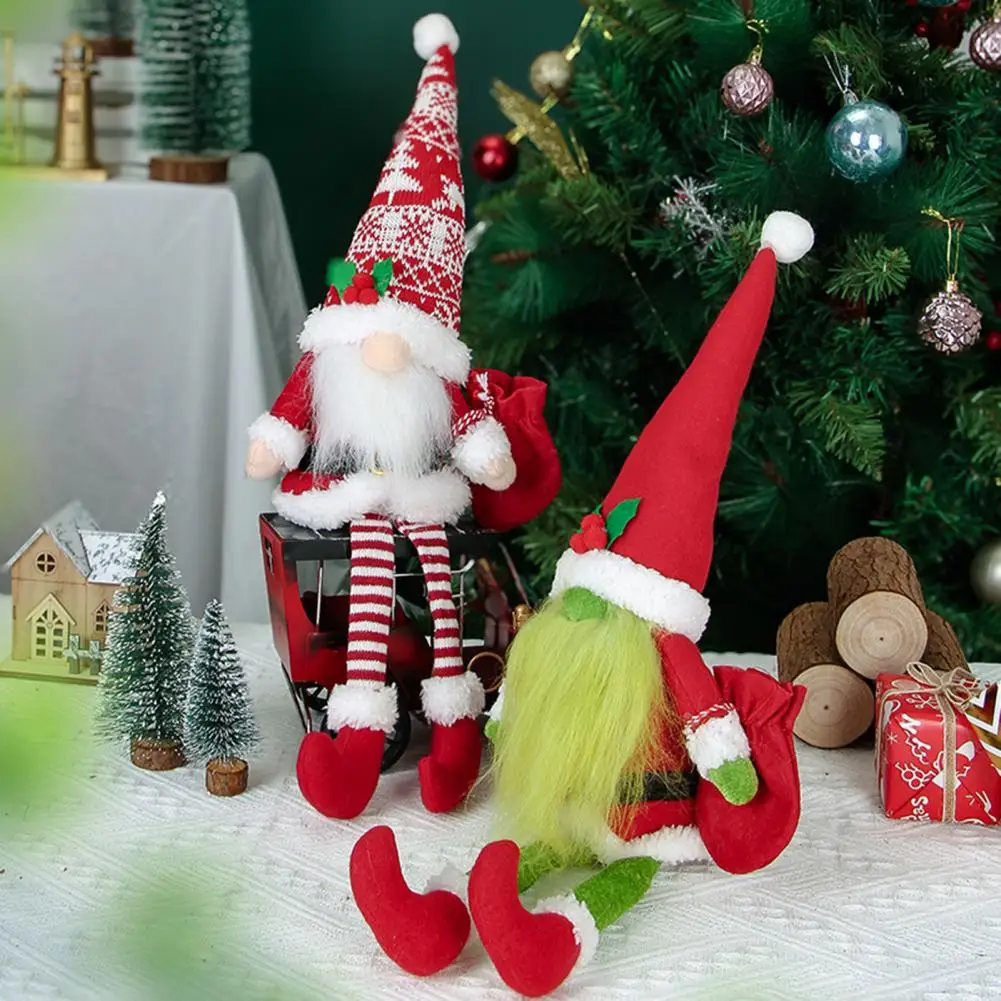 

Durable Christmas Doll Holiday Gnome Ornament Festive Christmas Stuffed Gnome Ornaments for Home Decor Long Leg Dwarf for Party