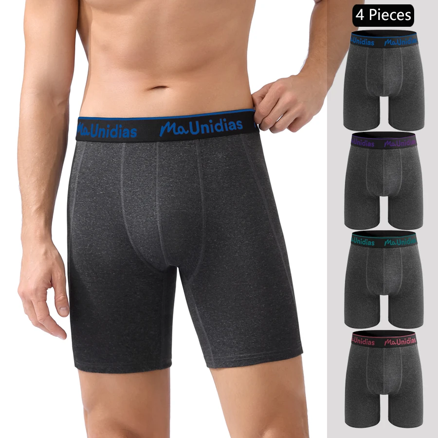 

4pcs Long Underpants Men Letter Elastic Band Underwear For Man Boxers Long Leg Men's Panties Sports And Daily Wear Boxer Shorts