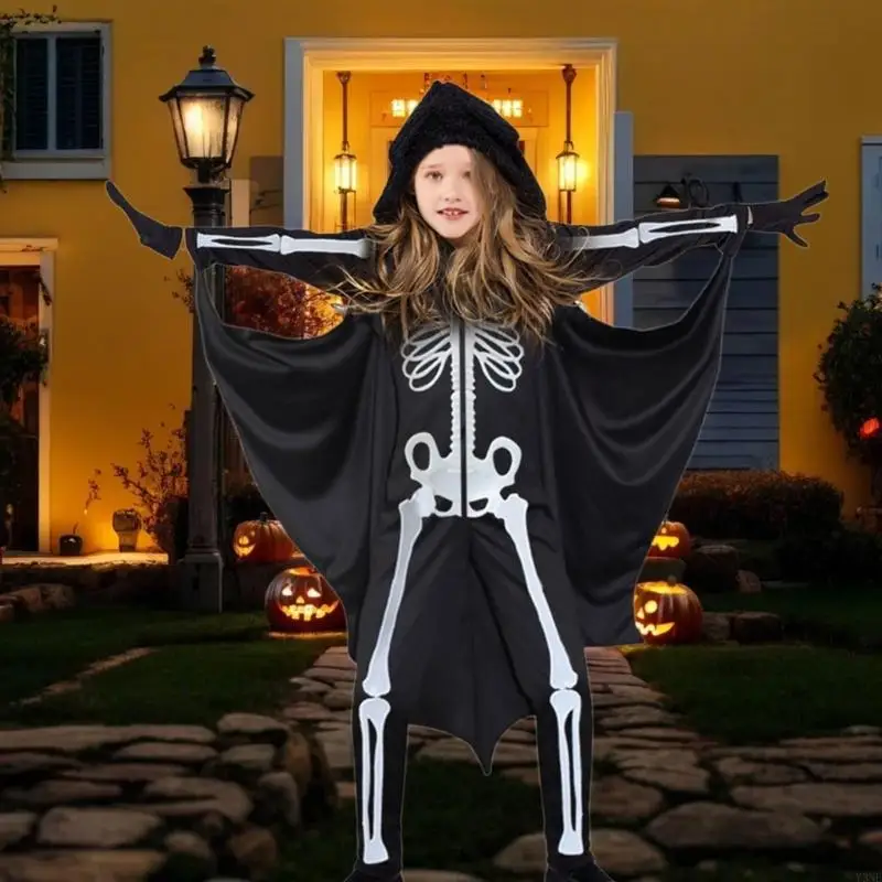 

Y3NE Kids Halloween Bat Costume With Attached Safe Soft Jumpsuit Long Sleeve For Dressing up And Outdoor Activities