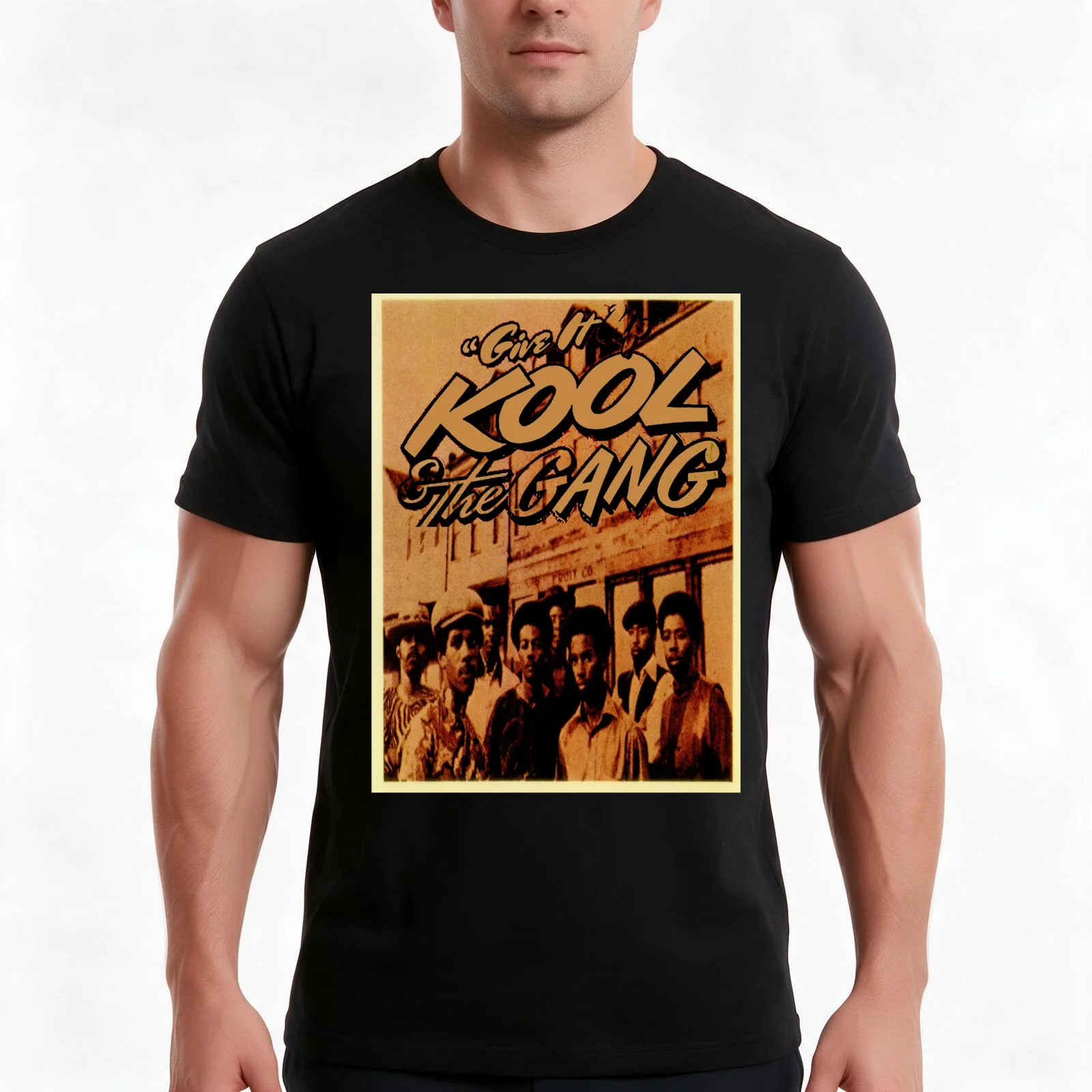 retro kool gang T-Shirt, Summer Casual Cotton Tee, Oversized Streetwear Tops, Vintage Graphic Print, Loose Fit Short Sleeve