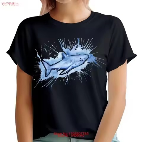Paint Splash Shark Animal Summer Holiday Idea Womens T Shirt Top TA 56 vintage Washed Unisex Comfortable Breathable Slightly