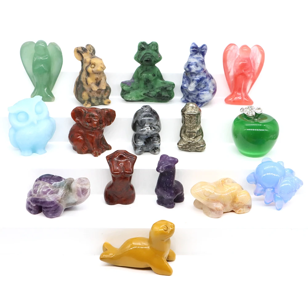 10PCS/ Set Mix Natural Gemstone Figurine Healing Crystal Carved Crafts Ornaments Animal Statue Garden Home Decoration Gifts Lot