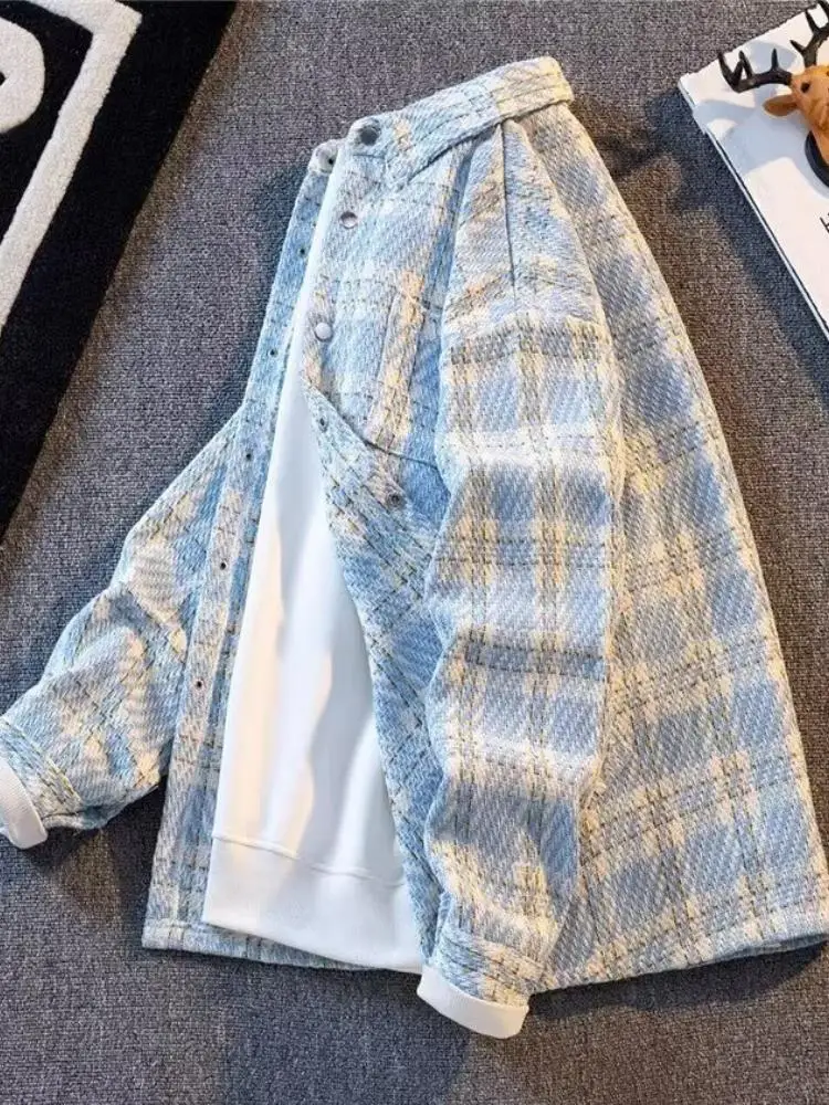 

Мужское свободное повседневное шерстяное пальто в клетку Jaet, весенне-осеннее новое пальто High Sensation с v-образным вырезом, семикомпонентное пальто для среднего возраста и ...