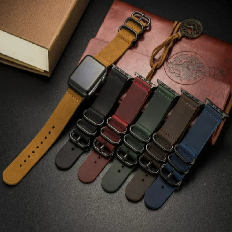 Premium leather Band For Apple Watch Ultra 49mm 10 8 7 45mm 41mm 42mm 46mm Three Ring Bracelet Wristband iWatch 6 5 4 SE Strap