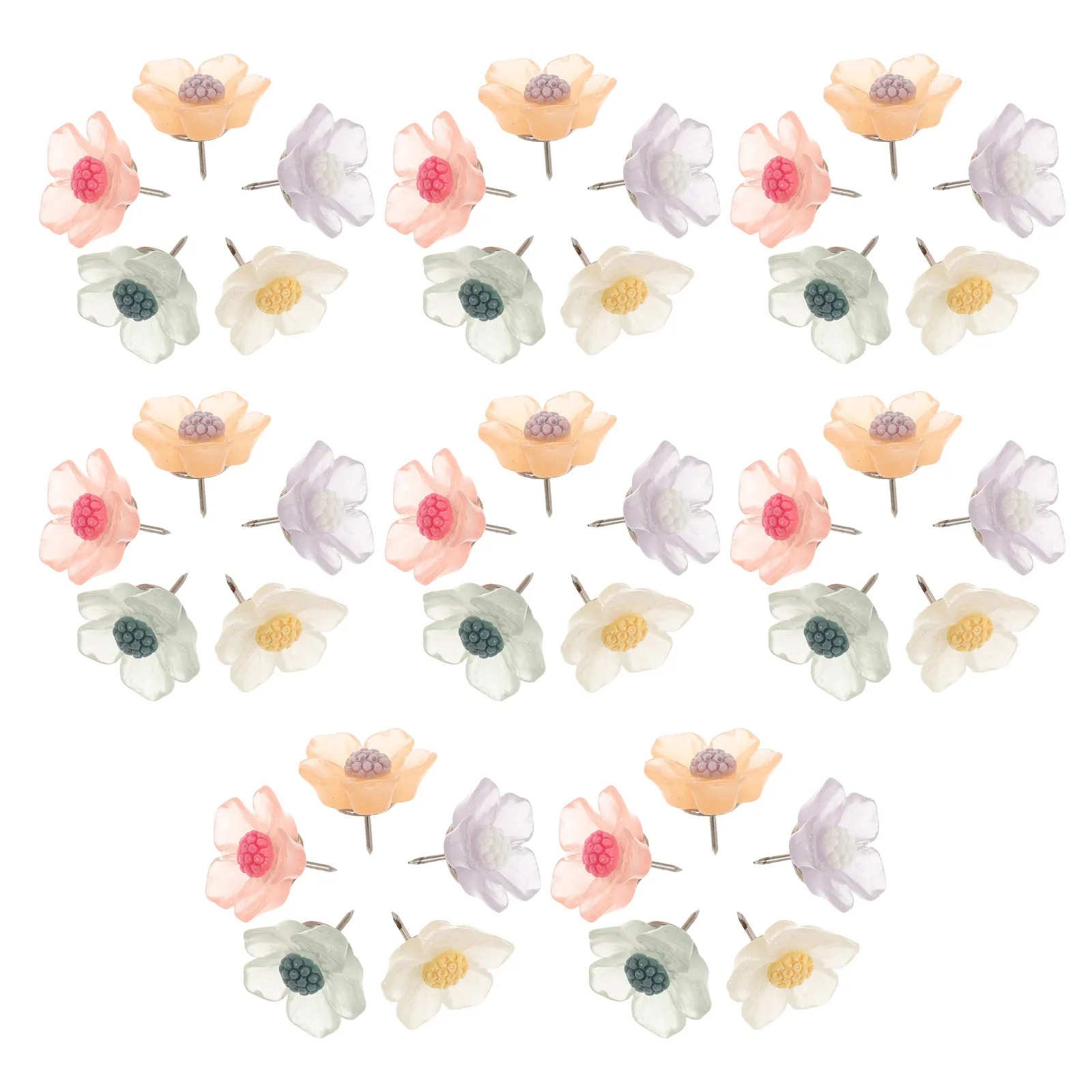 

40Pcs Resin Flower Push Pins Decorative Bulletin Board Tacks Cute Office Wall Supplies Pink Thumbtacks Flower Tacks