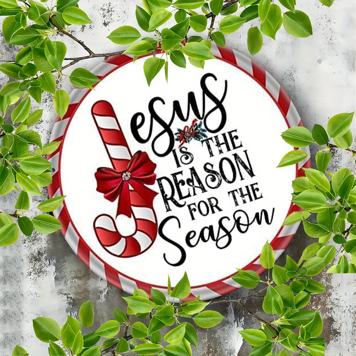One Piece, Jesus Season'S Reason Theme Graphic Design, Flat Printed Metal Sign, Round Iron Hanging Painting, 8X8 Inch Wall Decor