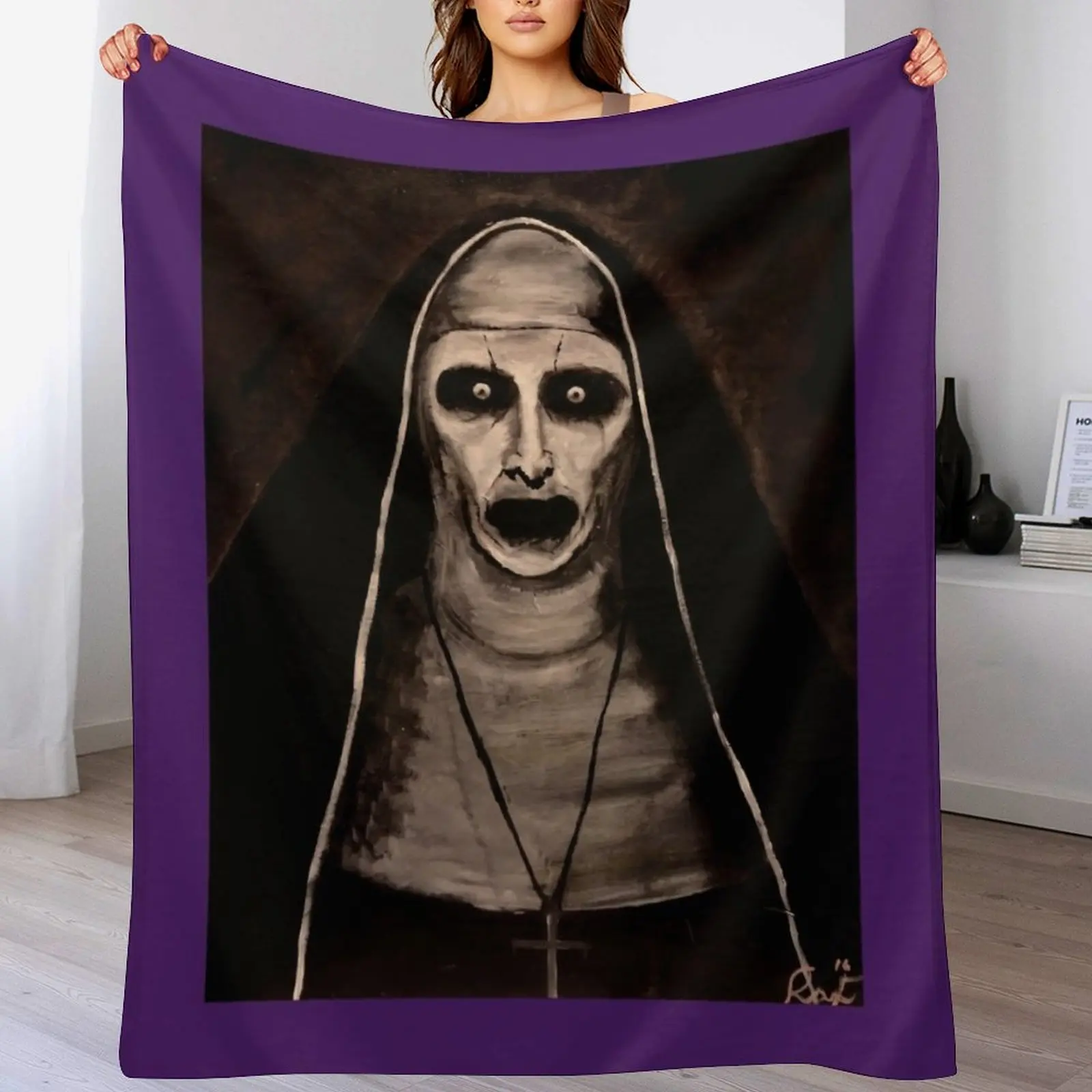 Demonic Sister Valak Photographic Print Throw Blanket