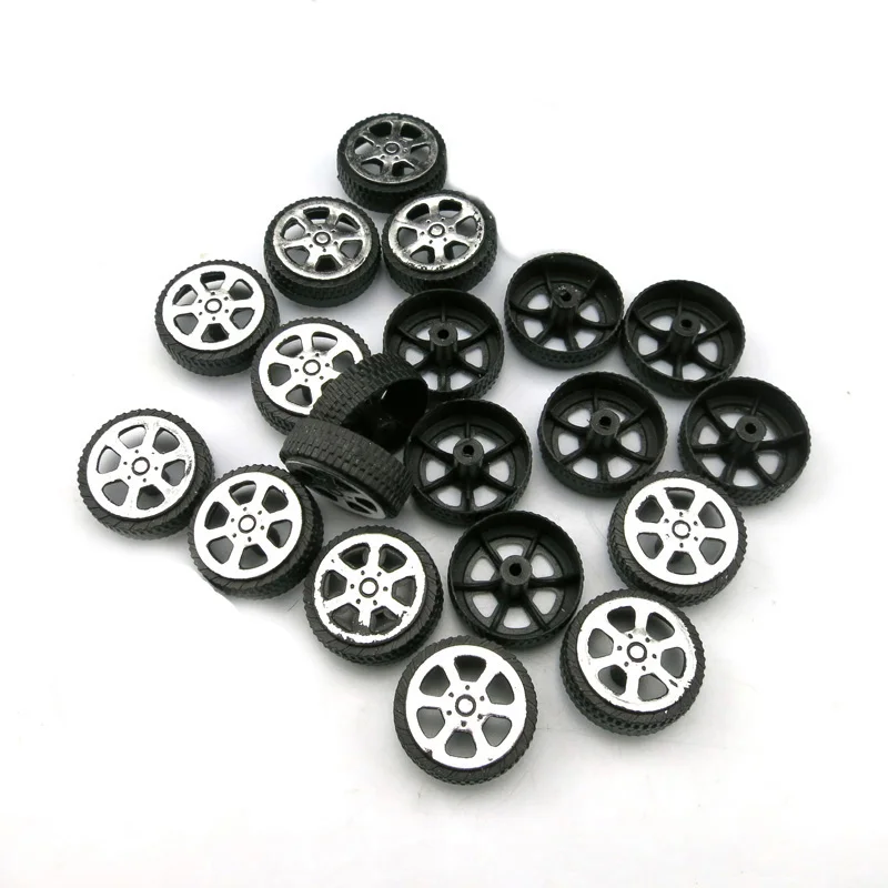 20 pz 1.9*6.7*20mm RC ruote per auto giocattolo 2mm assi pneumatici in plastica pneumatici in miniatura Micro ruota pezzi di ricambio per modello