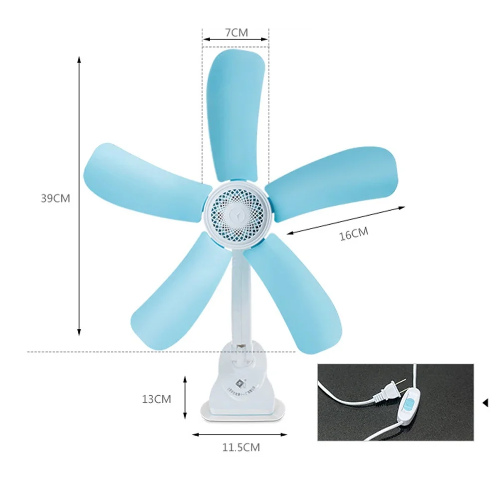 220V Portable Electric Clip Fan with 5 Blades, Adjustable and Mute for Office, Bed, Table - Summer Breezer Cooler