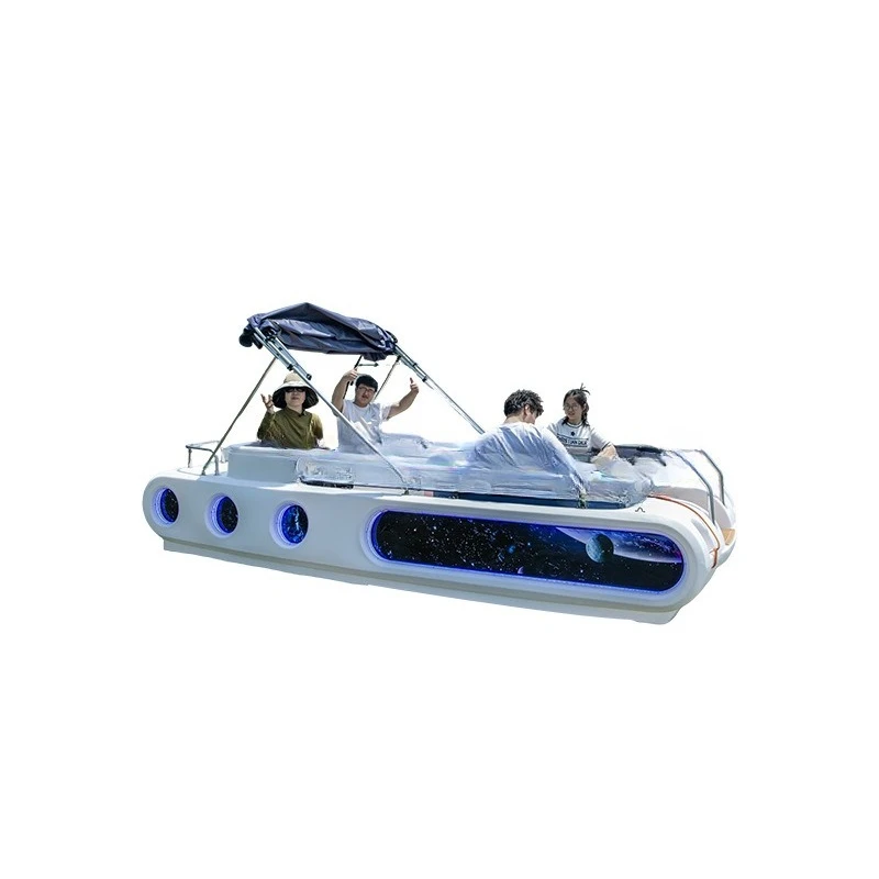 Electric cruise ship for 6 people, leisure and sightseeing yacht glass, scenic pleasure boat