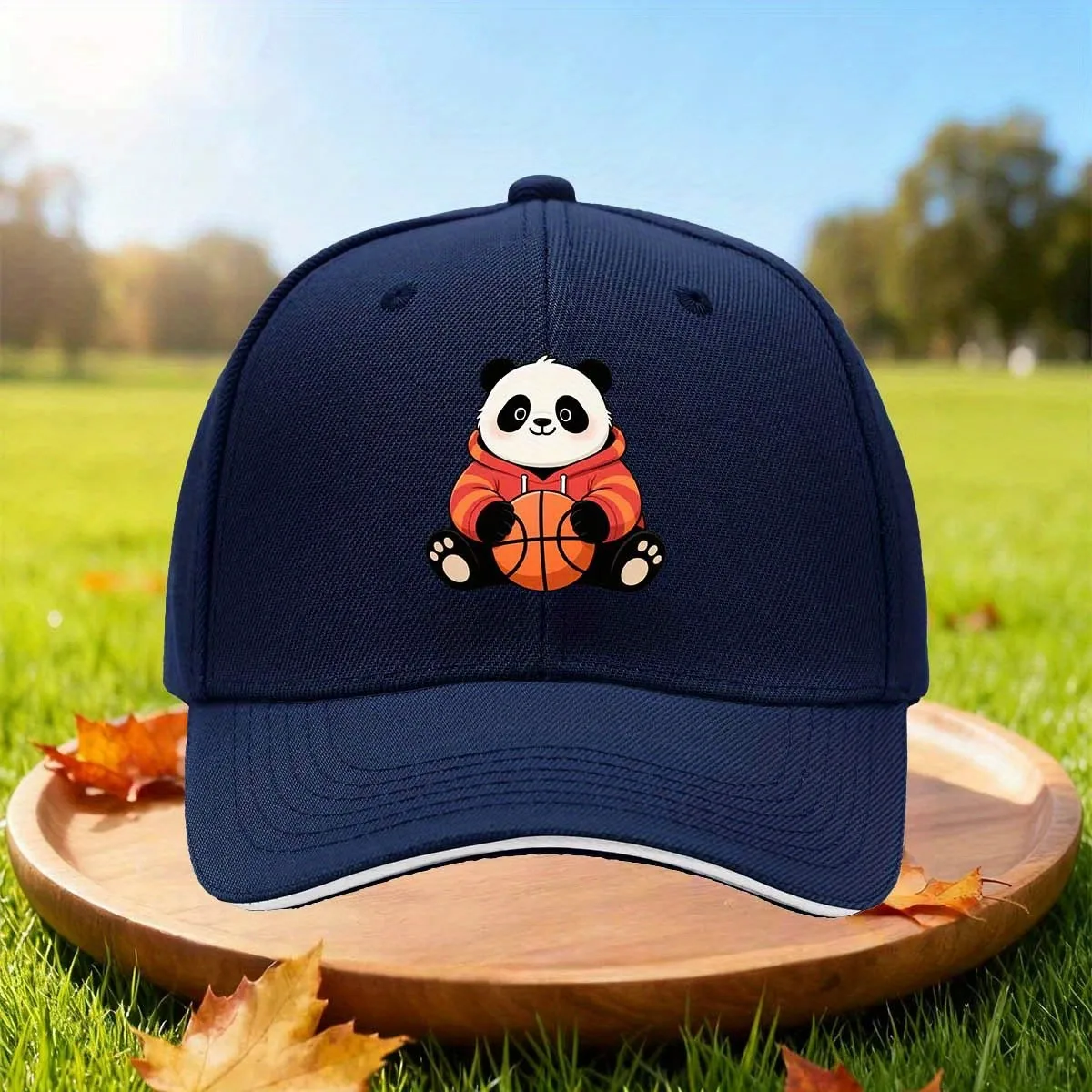 Cute Panda Basketball Baseball Cap Adjustable Outdoor Curved Brim All Season Hat