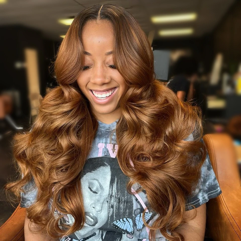 

1B 30 Ombre Color Body Wave Human Hair Wigs 180% Density Transparent Lace Wigs 13x4x1 Lace Wig Pre Plucked Lace Part Wig