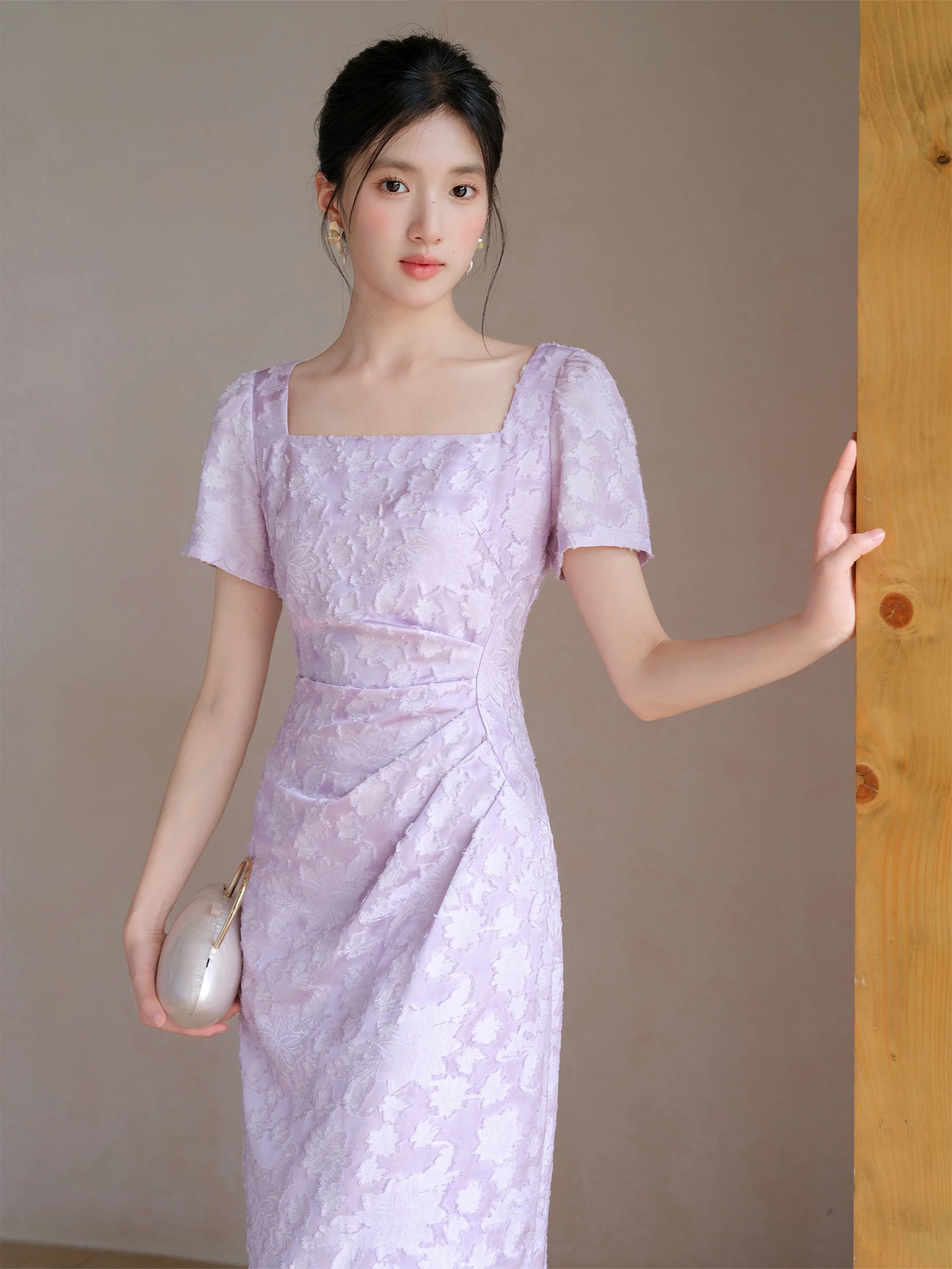 

Новое женское летнее длинное платье Ele Purple из шелка и тюля с плиссировкой, приталенное, с цветочной вышивкой, с завышенной талией, винтажное