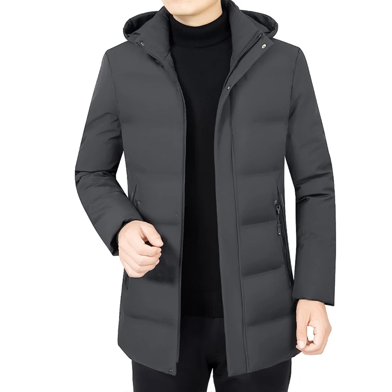 2024New Men Winter Parka Fleece Lined Thick Warm Hooded Fur Collar Coat Male Size Plush Jacket Autumn Work Outwearing Black 2023