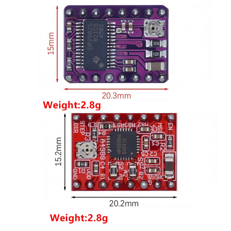 A4988 DRV8825 Stepper Motor Driver Module With Heatsink UVLO Over Current Protection Two Specs Optional For 3D Printer
