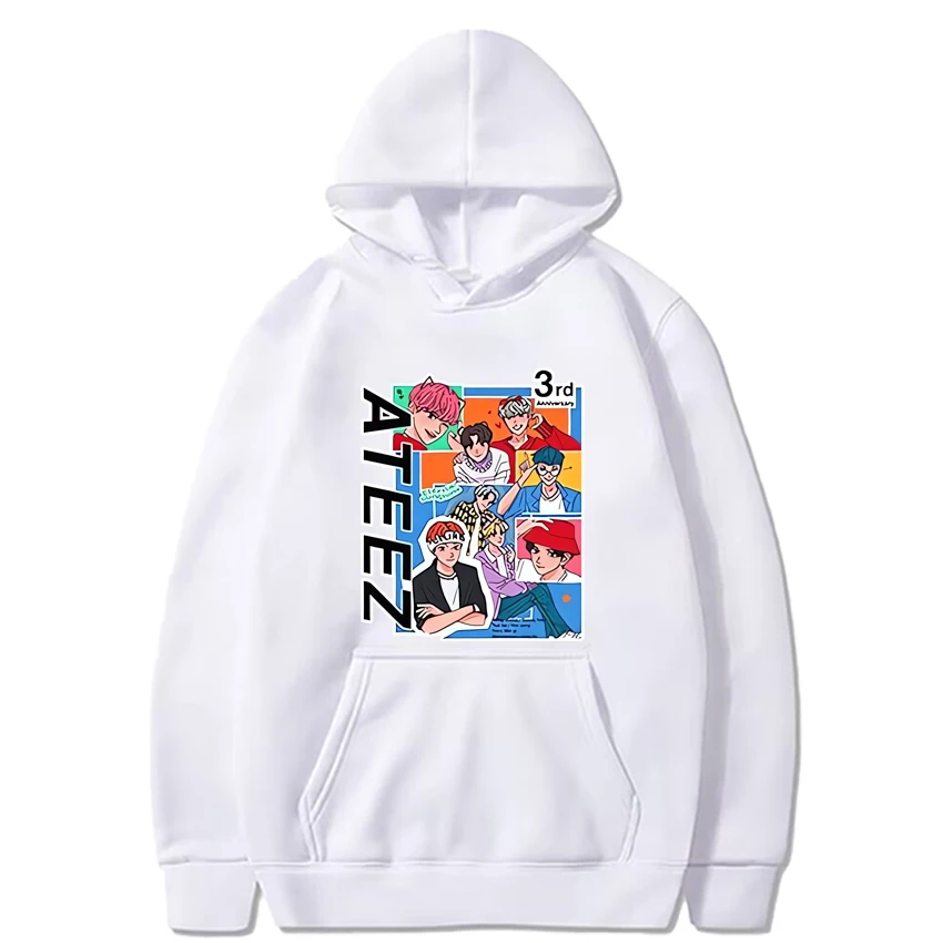 Ateez group Third Anniversary Support harajuku Hoodie kpop Men Women Fashion Casual Sweatshirt Unisex Fleece Long sleeve Tops