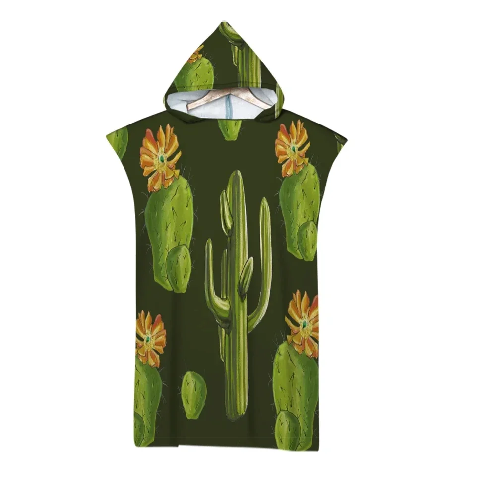

Cactus Plant Printed Hooded Bath Towel Soft Microfiber Beach Towel for Kids Adults for Surfing Swimming Wetsuit Beach Changing