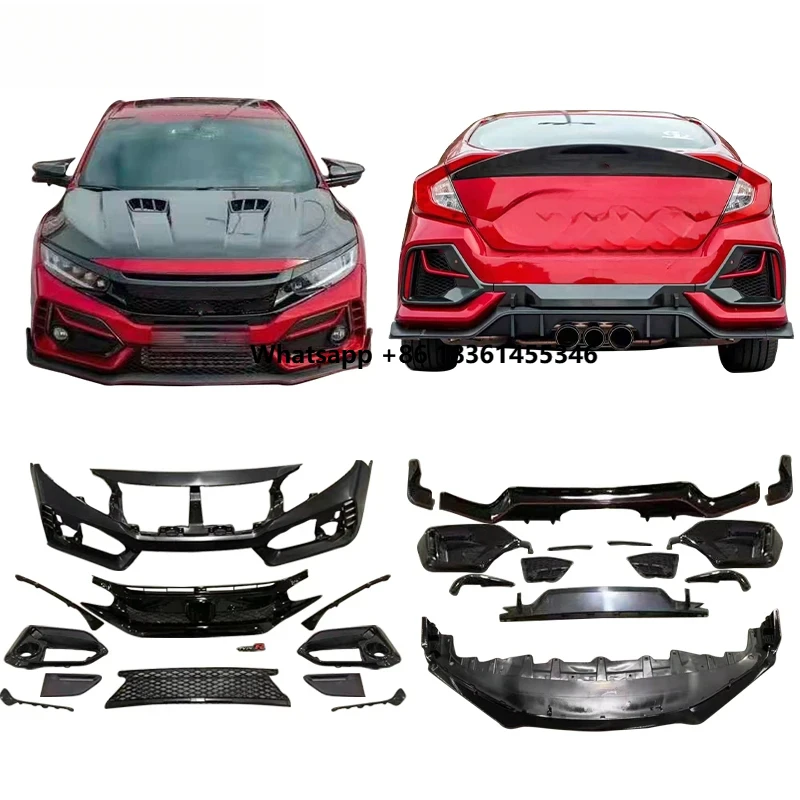 

Upgrade Type-R Best Sale Car Bodykit Front Rear Bumper Side Skirts 2019-2021