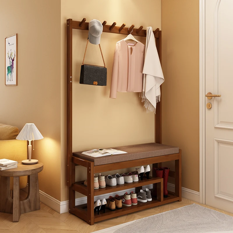 Modern Coat Racks Organizer Wooden Standing Floor Storage Coat Racks Shoe Open Porte Manteau Entrance Hall Furniture