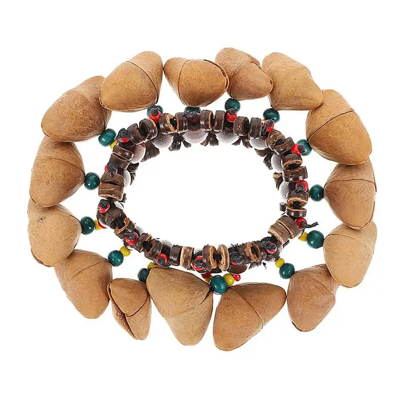 African Nut Shell Ankle Bracelet Natural African Tribal Style Nuts Shell Shaker Bell Wristband African Nut Shell Handbell