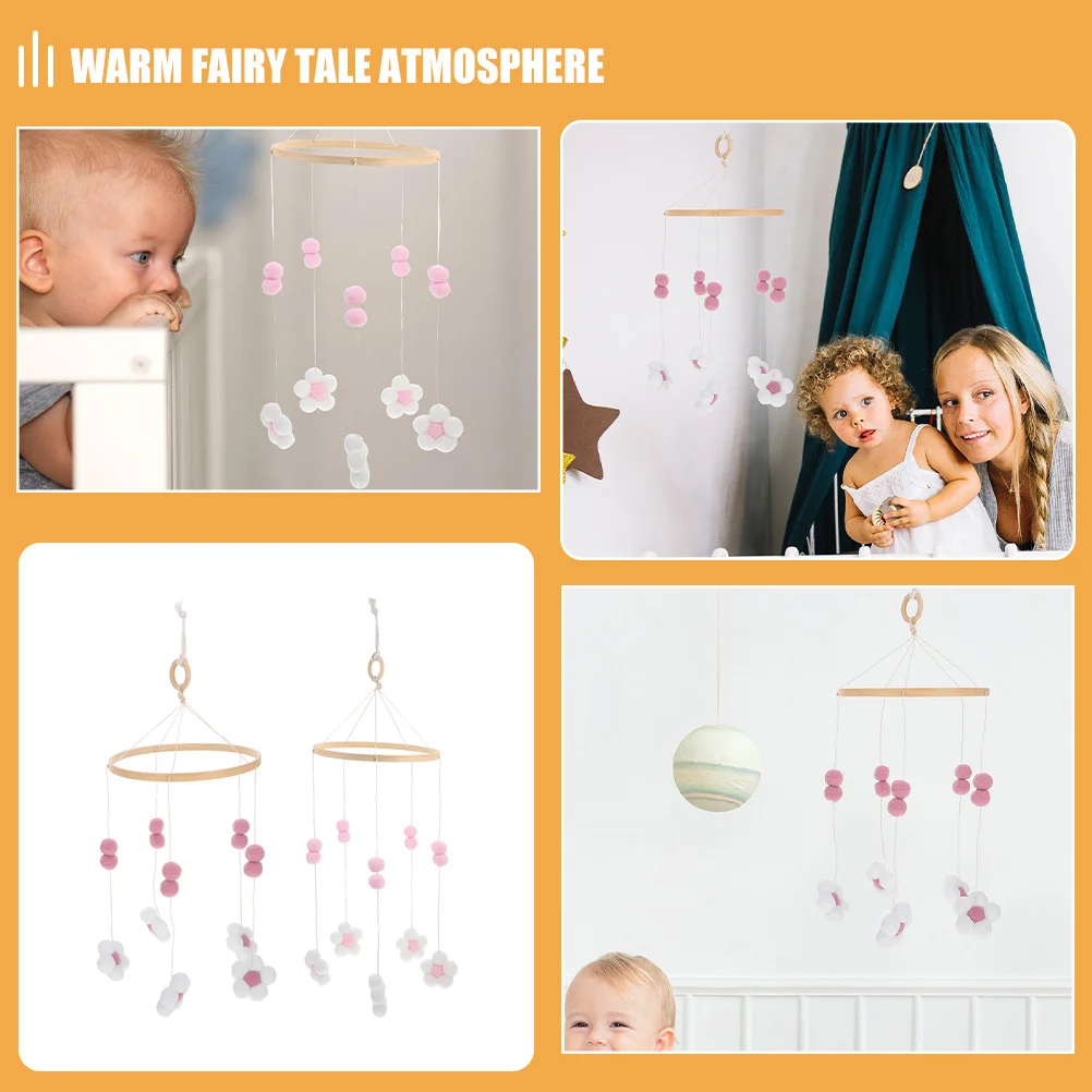 2Pcs Baby Nursery Decoration Boho Crib Mobile Nordic Flower Handmade Wind Chime Baby Bed Mobile for Girls