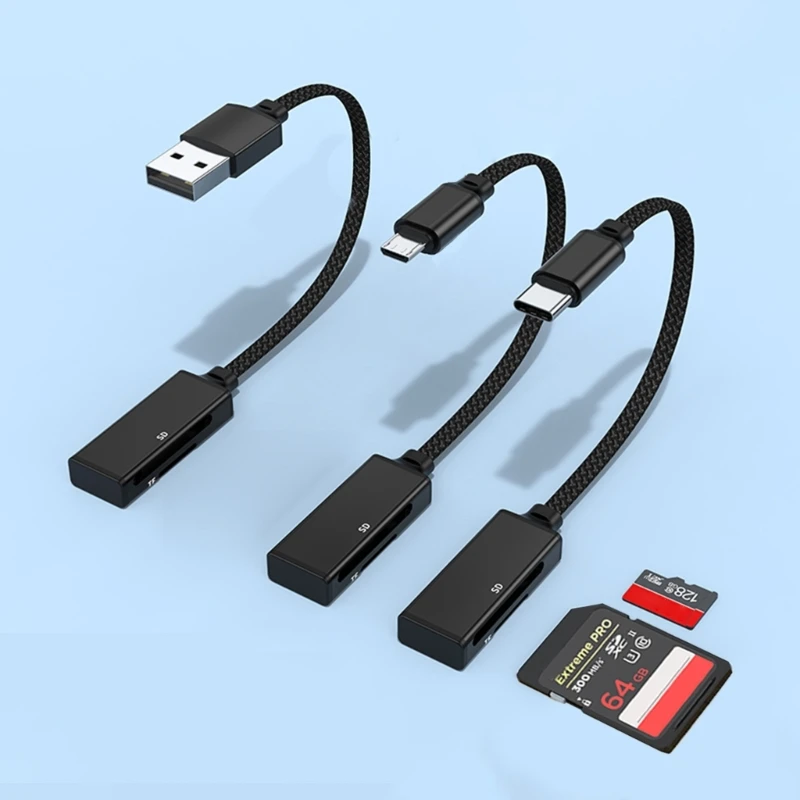 Y1UB USB Type C Micro USB Card Reader TFSD 2 in 1 Carder Reader for Laptop Phone