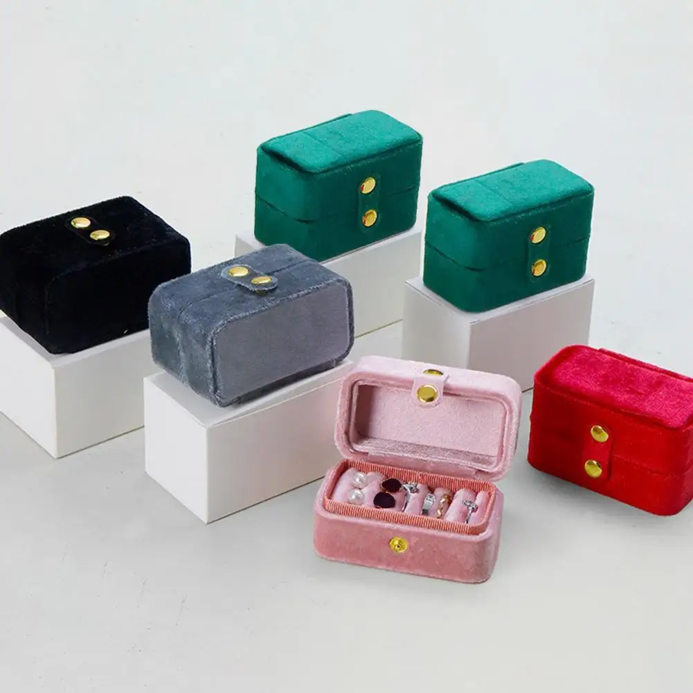 Travel Jewelry Organizer Small Velvet Earring Holder Portable Ring Box with Multi Slot Organizer Velvet Mini Jewelry for Rings
