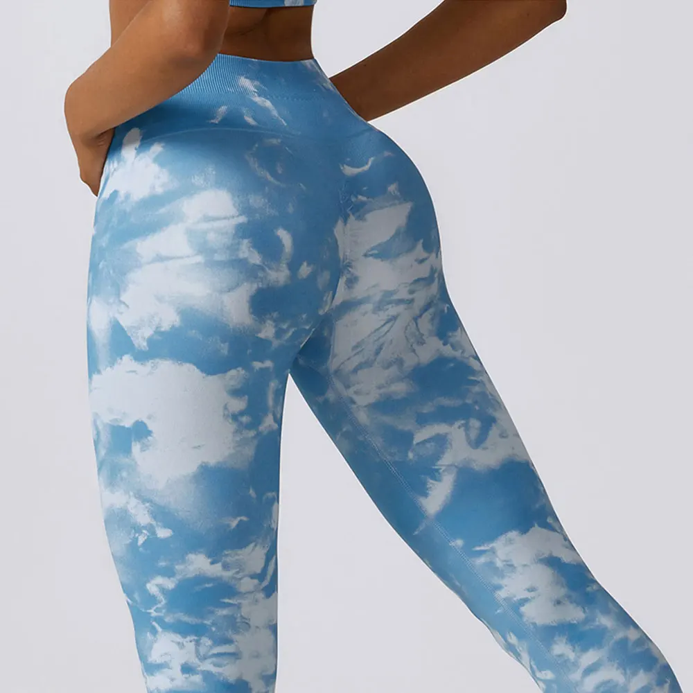 Pantalones de Yoga Tie Dye para mujer, Leggings deportivos sin costuras de cintura alta, Push Up, ajustados, para correr, Fitness, entrenamiento,