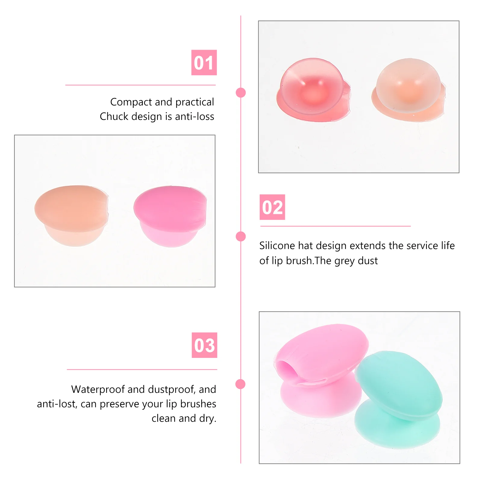 6 Pcs Protector Accessories Lip Brush Anti-lost Set Travel Balm Makeup Covers DIY Reusable Silica Gel Dustproof Silicone Caps