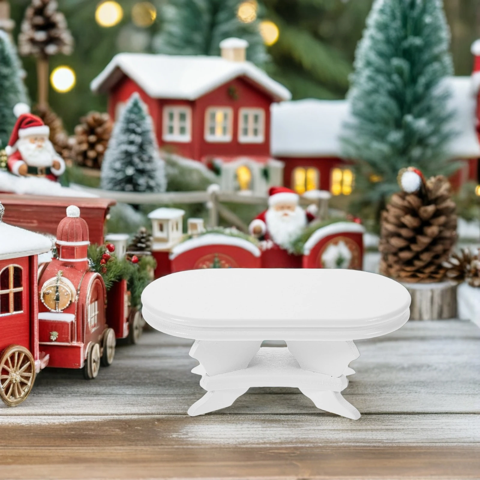 Miniatuur poppenhuis bijzettafel 1:12 schaal houten meubilair ovale zijkant thee eettafel voor woonkamer scène decoratie kinderen