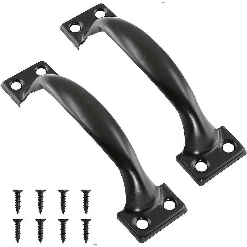 2Pcs DIY Furniture Iron Handles w/Screws for Door Gate Window Handle Pull Sliding Barn Doors Garages Sheds Pulls Knob