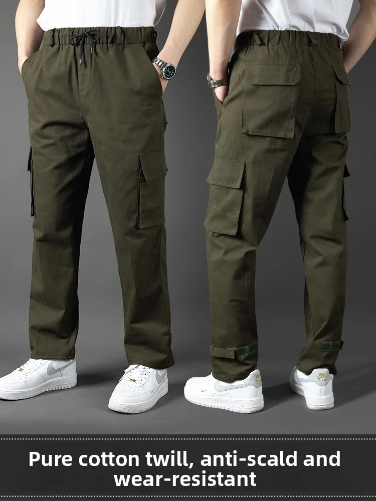 

Men's Casual Cotton Work Pants Straight Leg Loose Fit Wear Resistant Long Trousers Leisure Welding Labor Protection ...