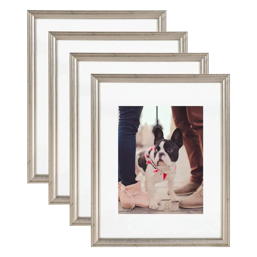 Polystyrene Picture Frame Set of 4 12x15 Silver Vintage Glam Gallery Wall Adlynn 8x10 11x14 Portrait Landscape Beveled Profile