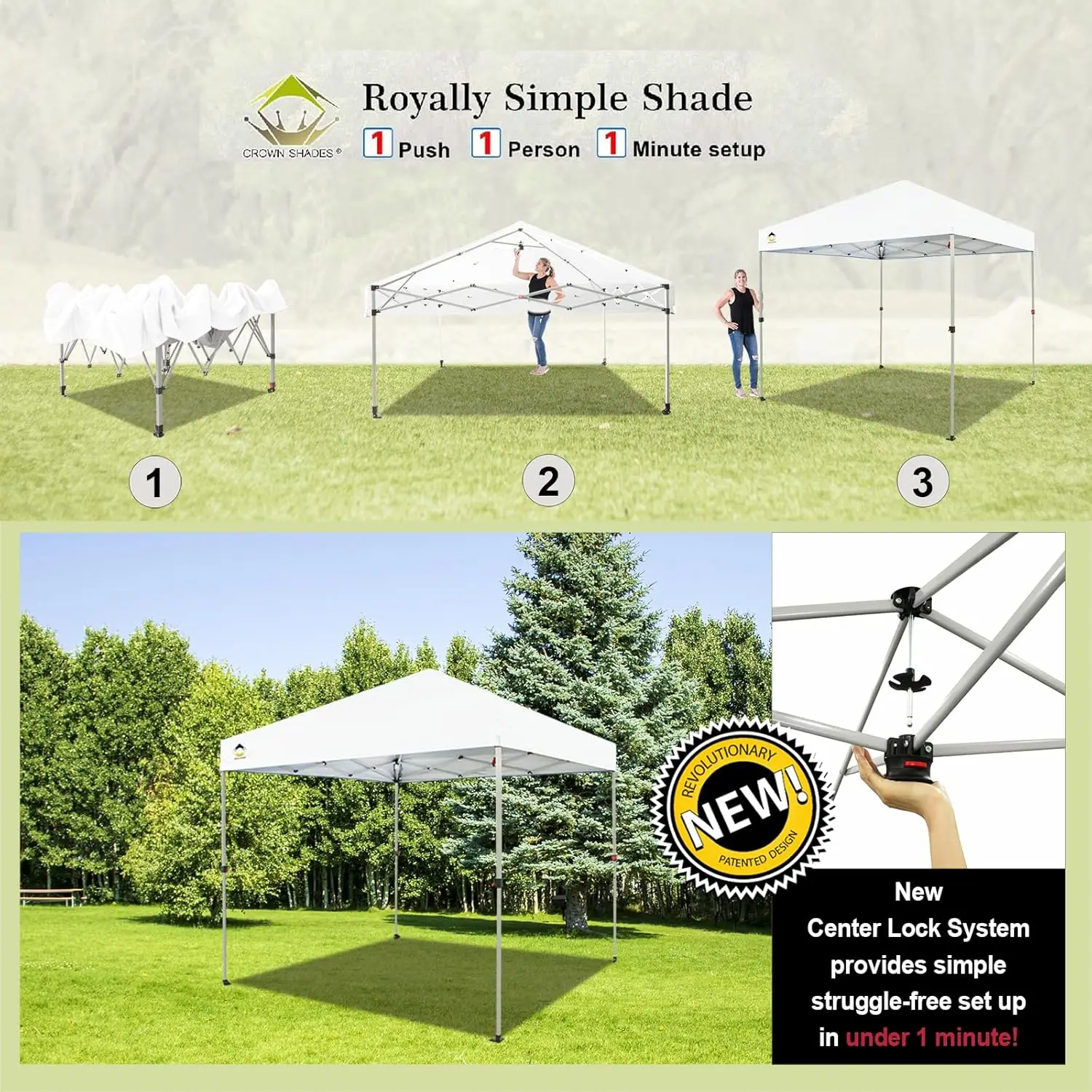 8x8 Pop Up Canopy - Beach Tent w/ One Push Setup - Easy Outdoor Sun Shade for Events, Parties, Camping USA