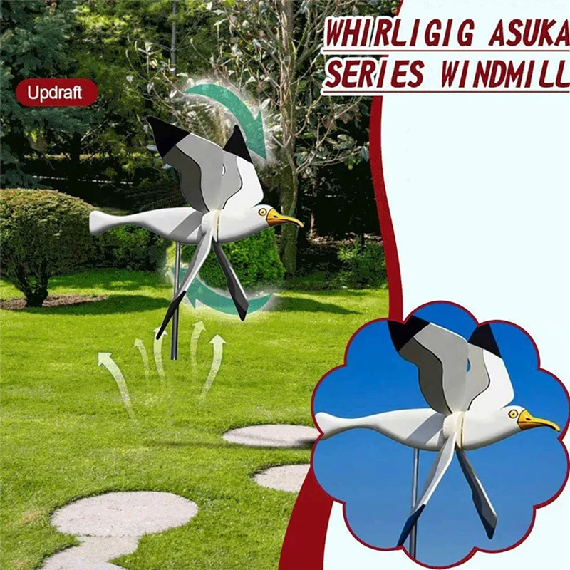 Seagulls Asuka Windmill,New Flying Seagul Windmill Garden Spinner Parrot Seagull Bird Kids Toys,Pneumatic Top