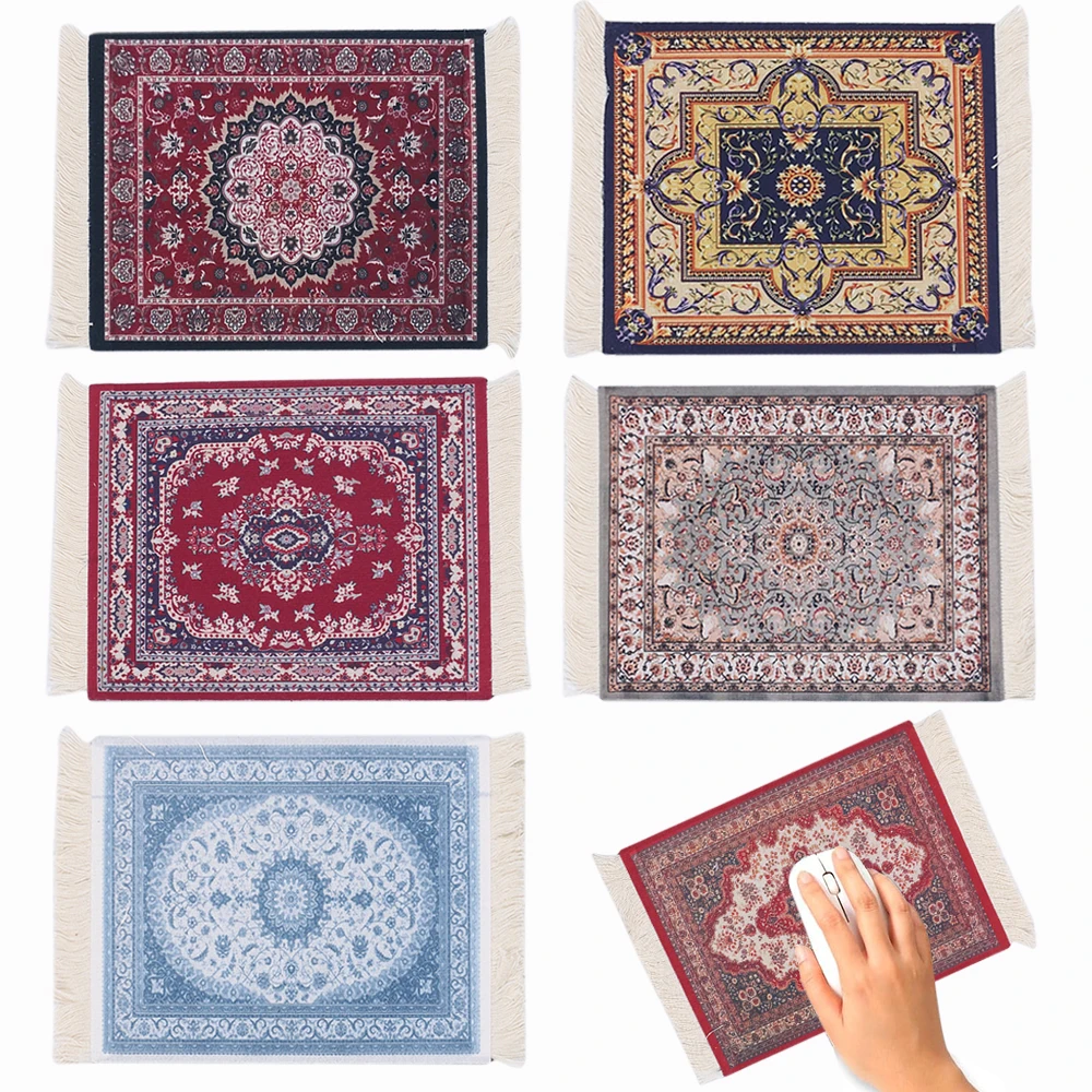 Persian Carpet Style Mouse Pad Vintage Coaster Bohemian Rug Desk Pad Mousepad Mouse Mat Table Decorfor Office Home
