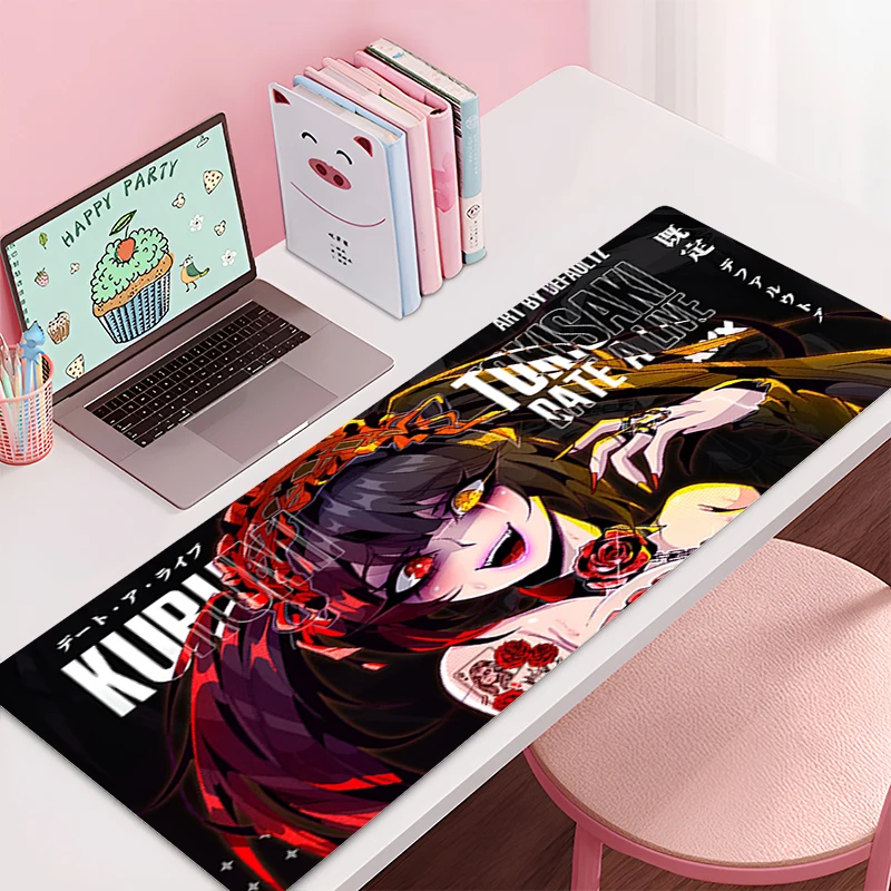 XXL Large Gaming Mouse Pad, Blush Anime Girl with Purple Accents Desk Mat, Non-Slip Rubber Base, Extended Keyboard Pad