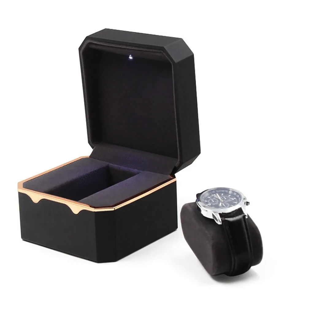 

Octagonal Watch Box Velvet Lined Watch And Jewelry Display Box Piano Paint Watch Box Led Light For Jewelry Display Home Storage