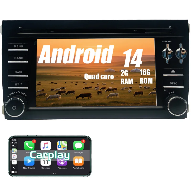 

Android car radio for Porsche Cayenne 2003-2010 stereo screen Carplay Android Auto Bluetooth GPS Navigation FM radio 7’ [2+16G]