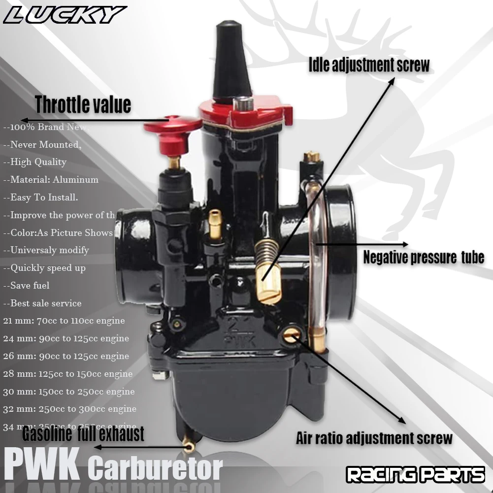 Universal PWK Carburetor 21 24 26 28 30 32 34 2T 4T 70cc to 350cc Motorcycle With Power Jet For Yamaha For Mikuni Koso ATV