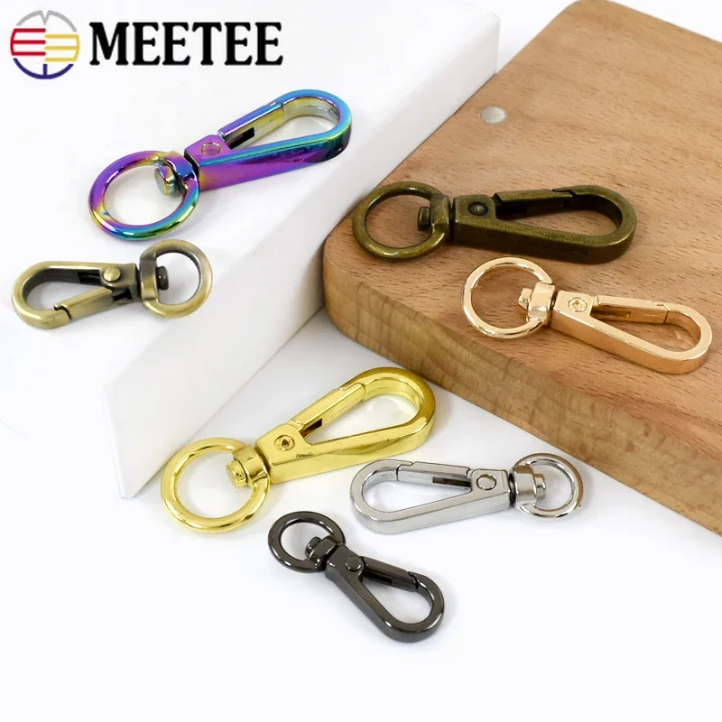 10/20Pcs Meetee 8/10/13mm Metal Buckle Carabiner KeyChain Lobster Clasp Bag Strap Swivel Trigger Clips Snap Hook Accessories