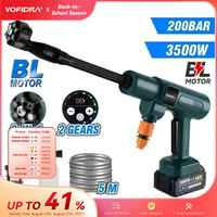 YOFIDRA 3500W 200Bar Brushless Electric High Pressure Washer 6 IN1 Car Wash Water Garden Spray Gun For Makita 18V Battery Pin