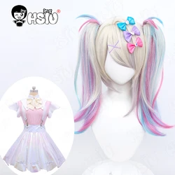 Menina Needy-KAngle Anjo Açúcar Peruca Cosplay, Fibra Sintética, Gradiente, Duplo Rabo De Cavalo, Cabelo Curto, Cap Peruca, Fantasias Cosplay, HSIU